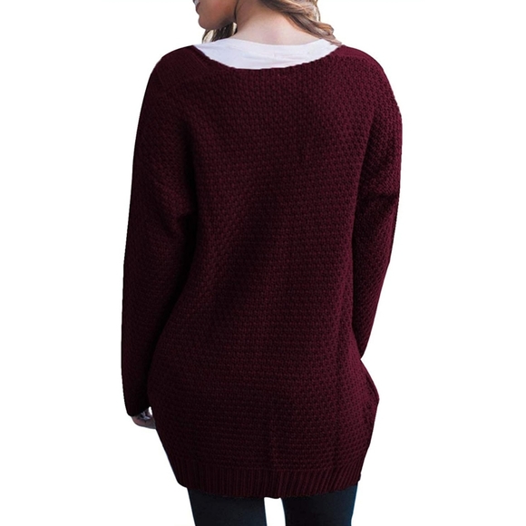 Long Sleeve Sweater Cardigan Open Front Cable Knit - Picture 3 of 5